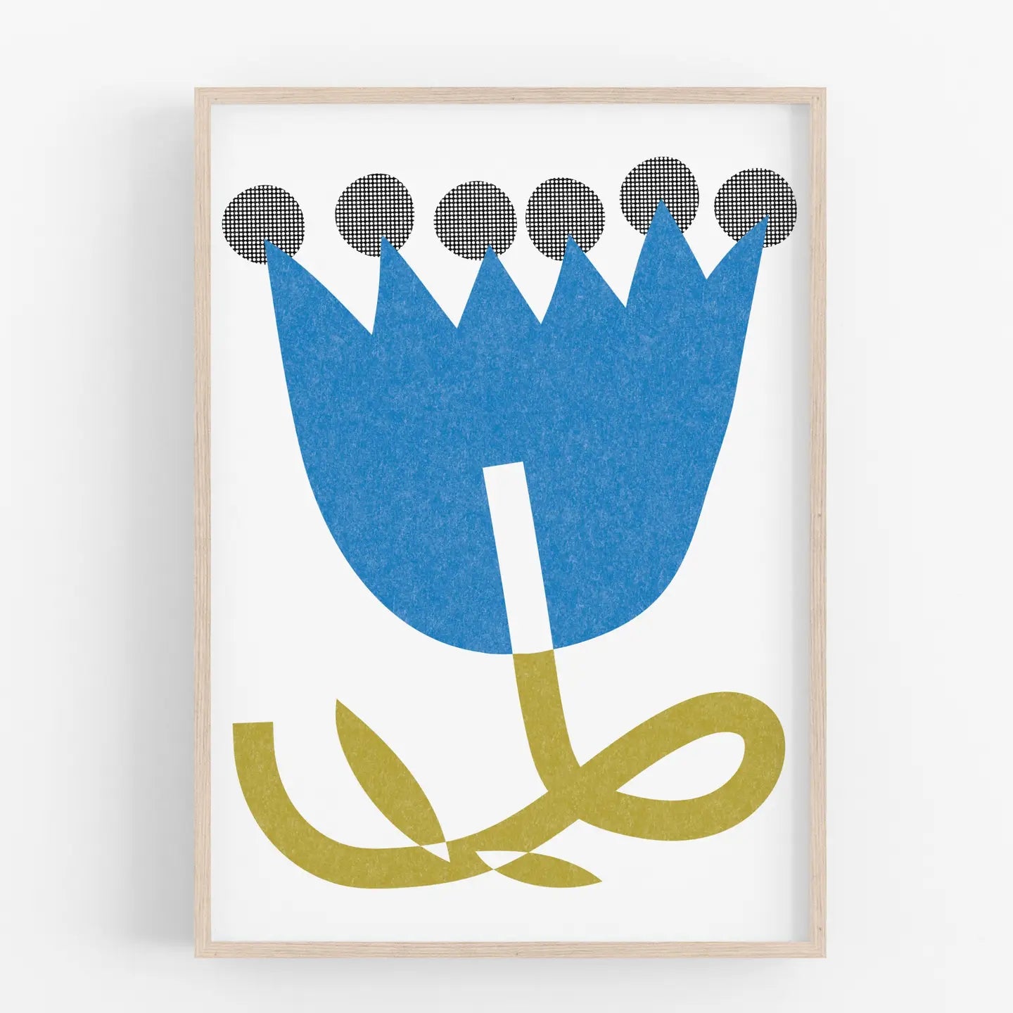 Big Blue Flower • Modern Risograph Print