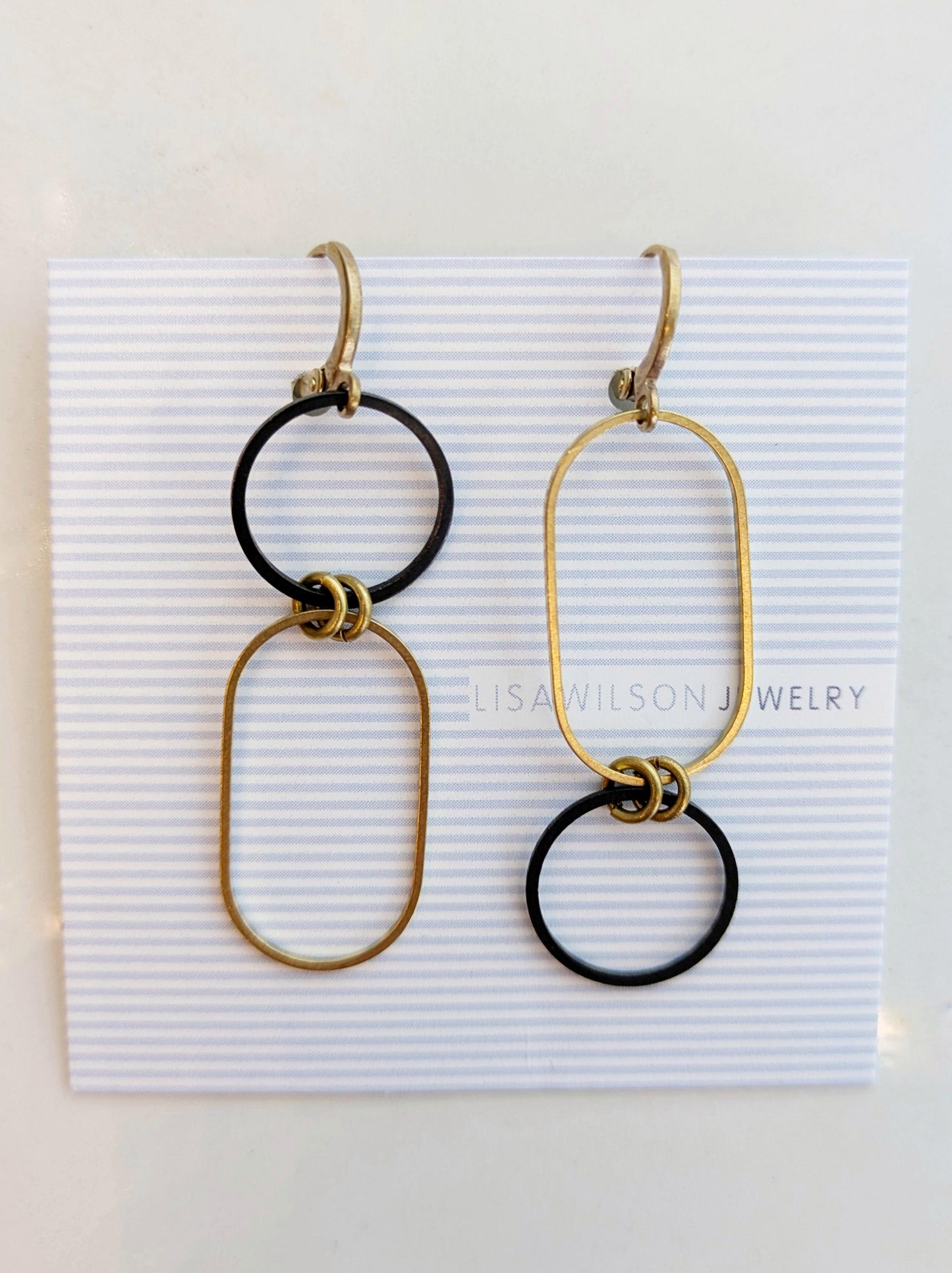 Oxidized Brass Reverse Cut Out Earrings