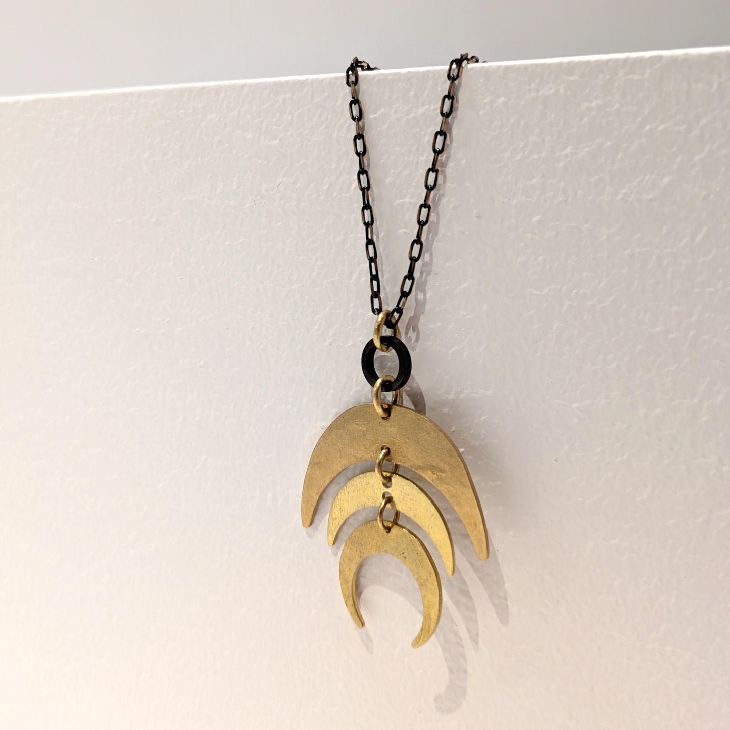 Oxidized Brass Moon Phase Necklace