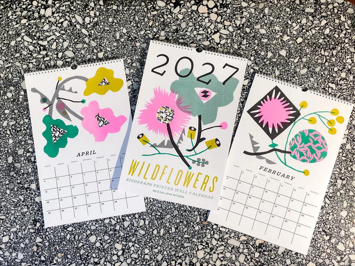 2027 Wild Flowers Risograph Wall Calendar