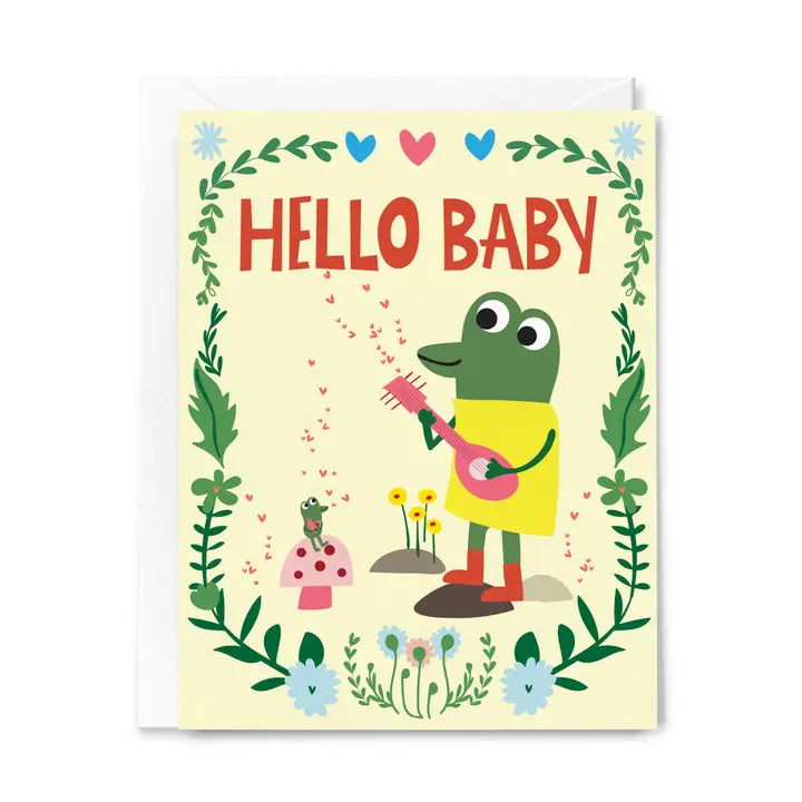 Carte de vœux de félicitations Hello New Baby Frog