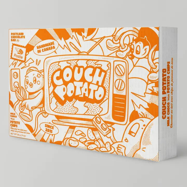 Carte postale en chocolat au lait « Couch Potato»