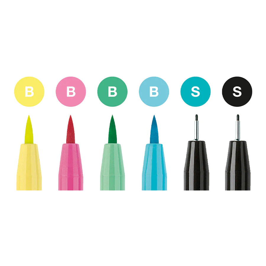 Ensemble de 6 feutres d'artiste PITT - lettrage