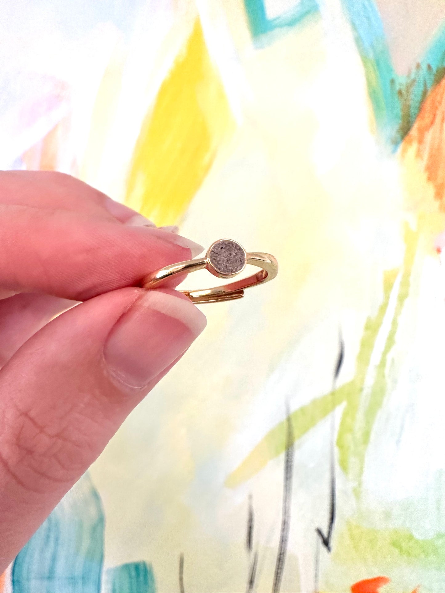 Bague plaquée dor avec béton