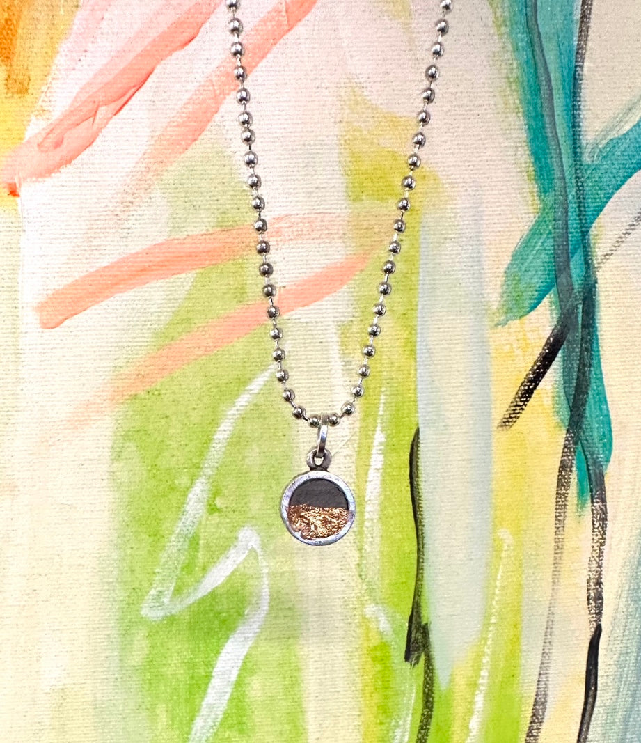 THICK silver pendant on ball chain