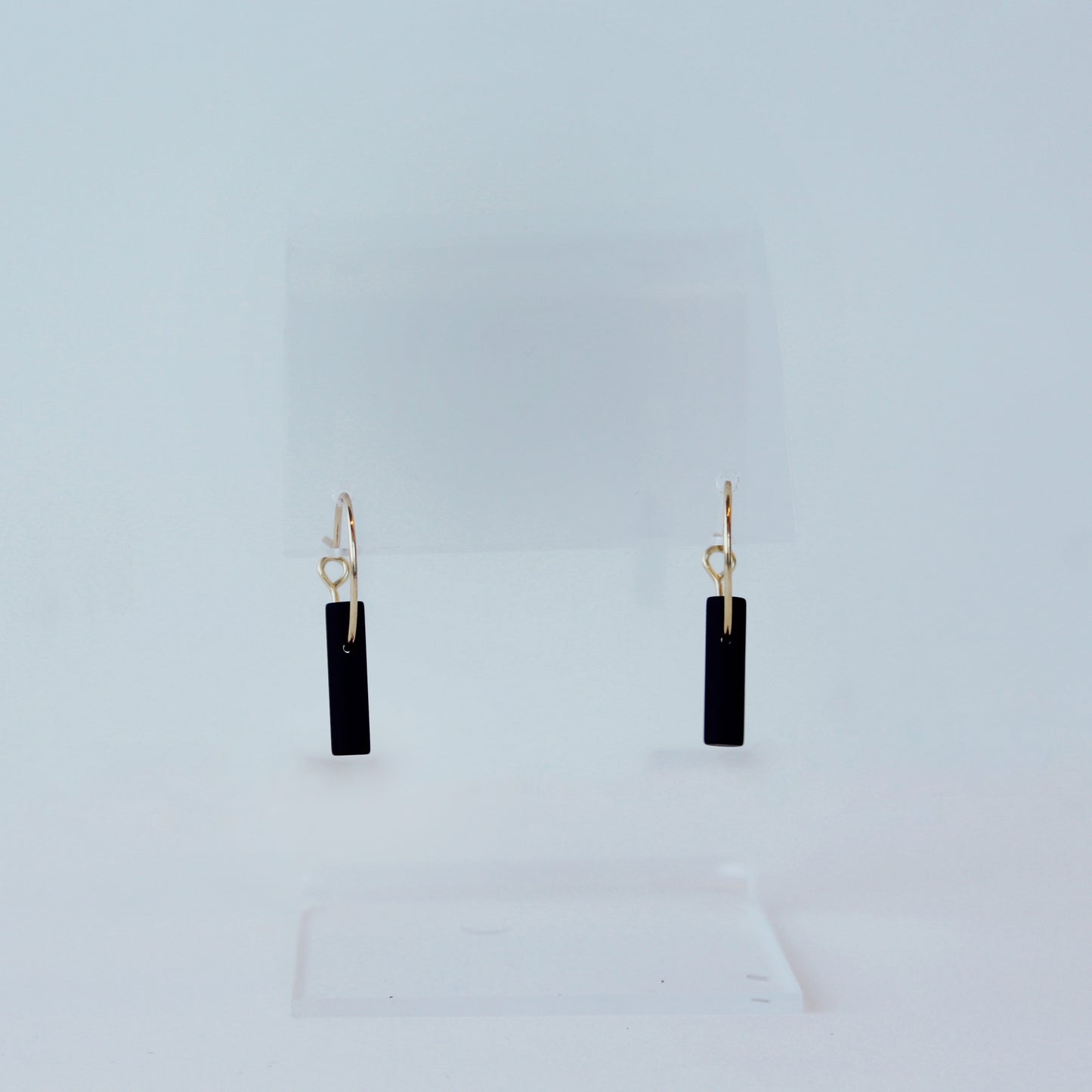 Small Gold Hoop Earrings with Graphite Charm