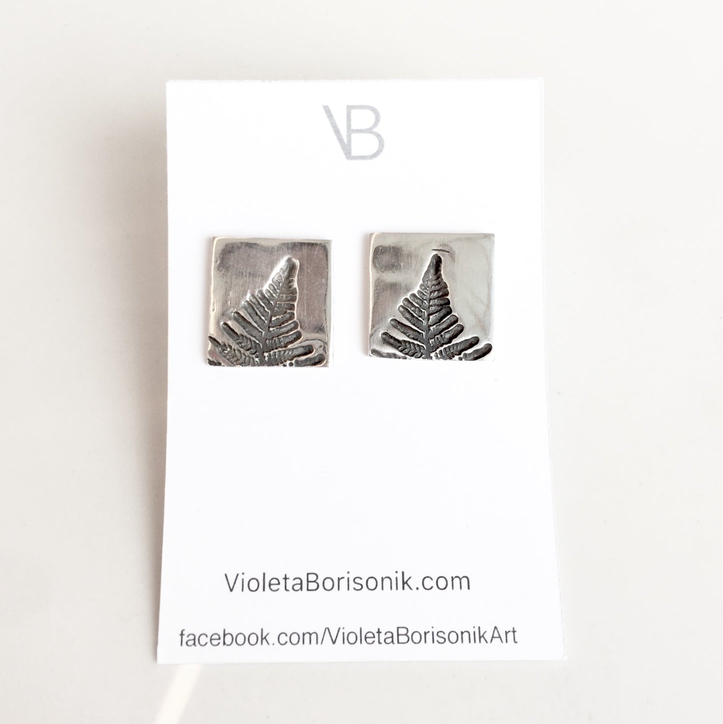 Sterling Silver Stud Earrings with Leaf Imprint