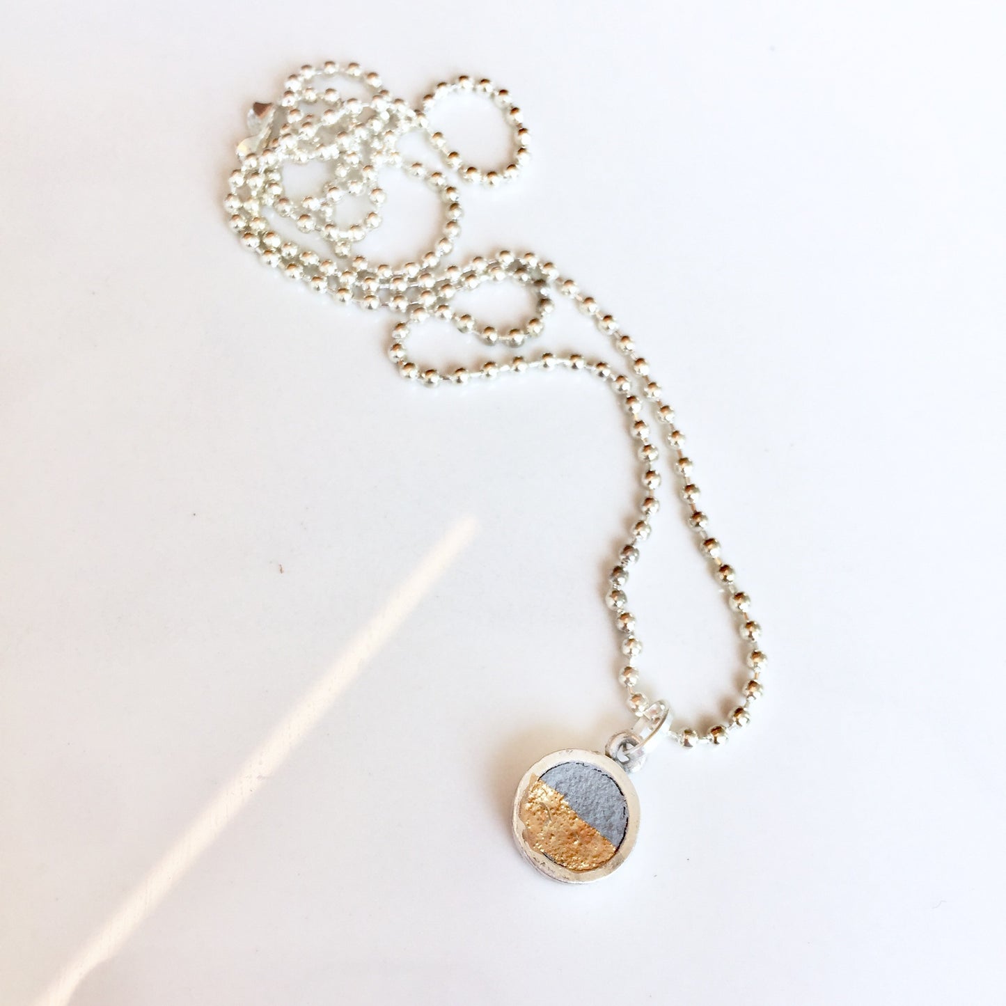 THICK silver pendant on ball chain