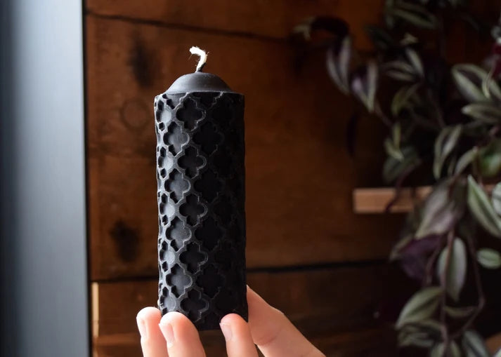Black Beeswax Pillar Candle