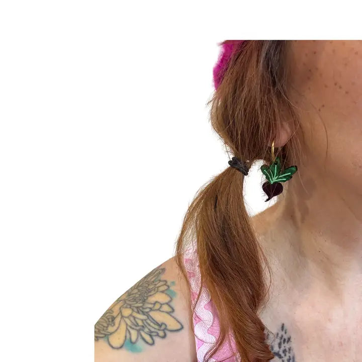 Beet Charm Hoop Earrings
