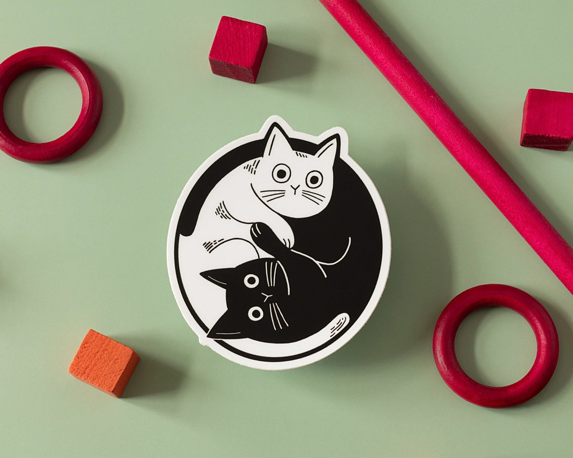 Yin Yang Cat Vinyl Sticker