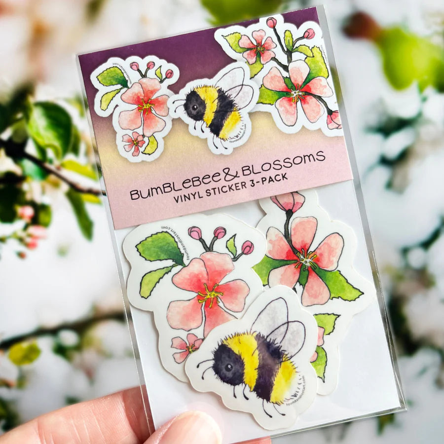 Vinyl Sticker 3-Pack - Bumblebee and Blossoms