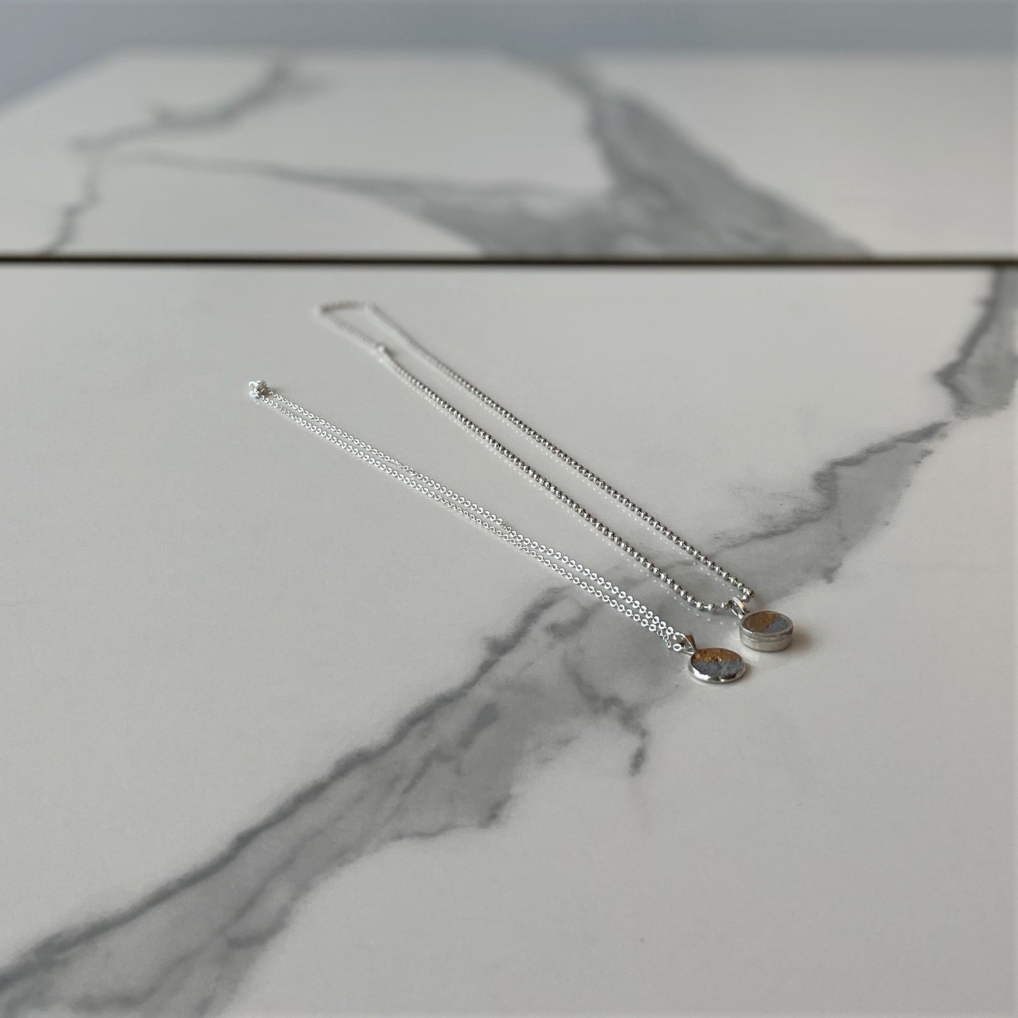 THICK silver pendant on ball chain