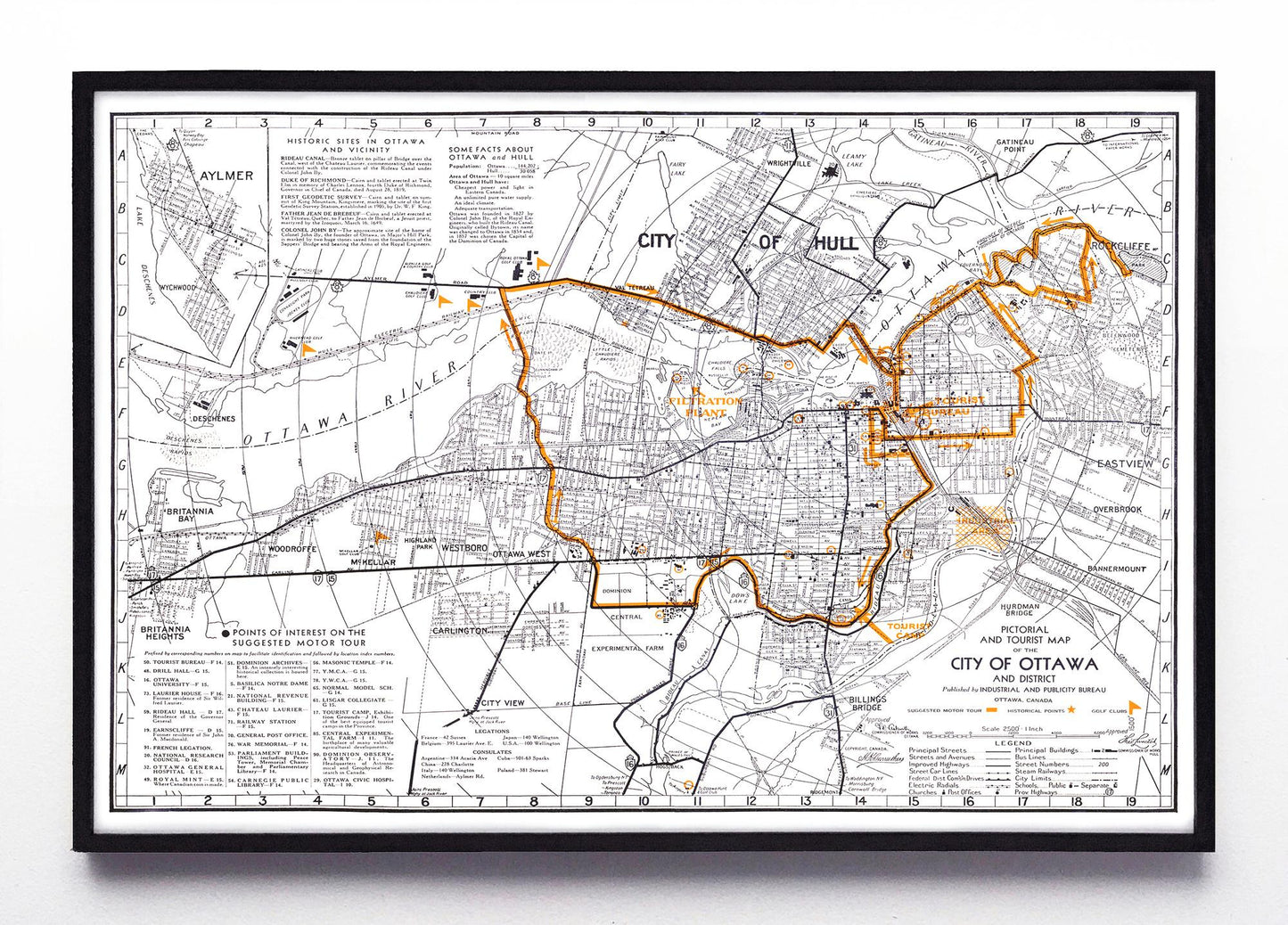 Pictorial & Tourist Map of the City of Ottawa - Art Print