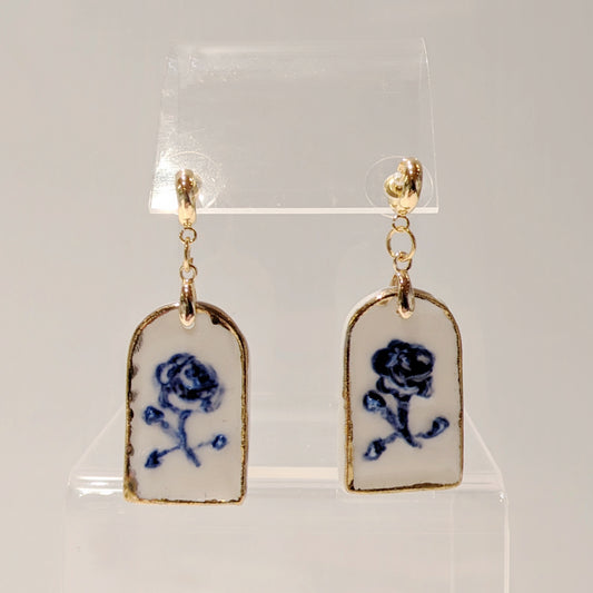 Floral Tile Porcelain Earrings