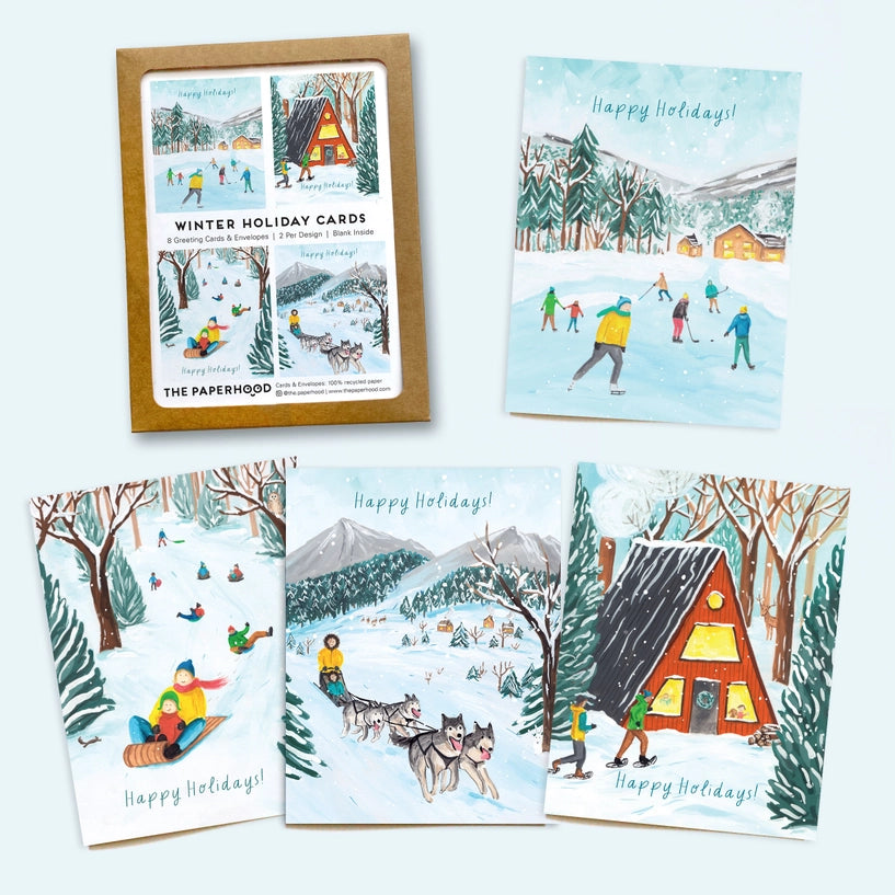 Boîte assortie de 8 cartes de vœux « Winter Nature » pour les fêtes