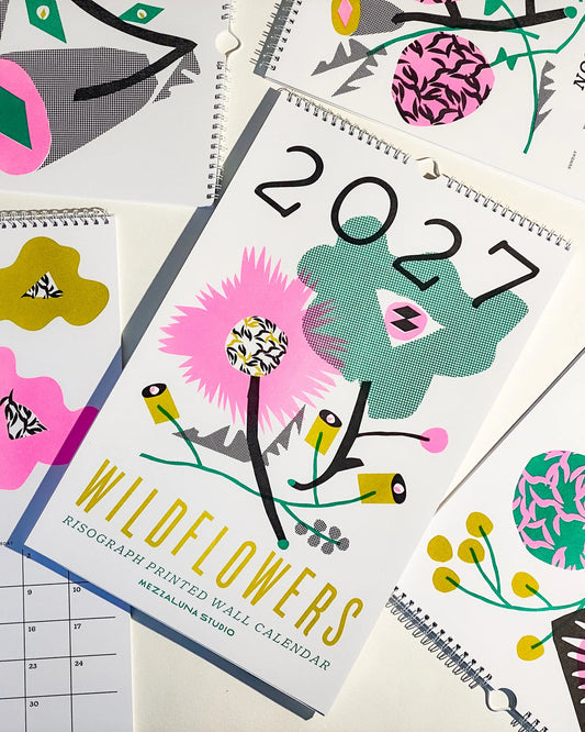 2027 Wild Flowers Risograph Wall Calendar