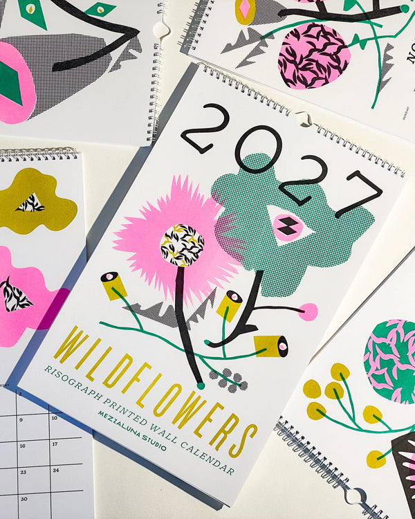 2027 Wild Flowers Risograph Wall Calendar