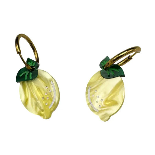 Lemon Charm Hoop Earrings