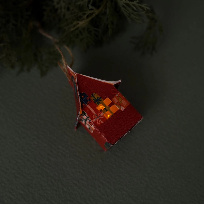 Holiday Fabric House Luminary Ornament