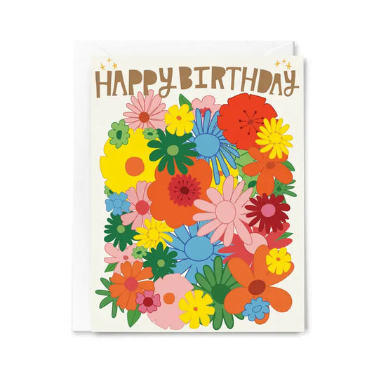 Carte d'anniversaire fleurs colorées