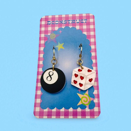 Eightball & Dice Charm Earrings