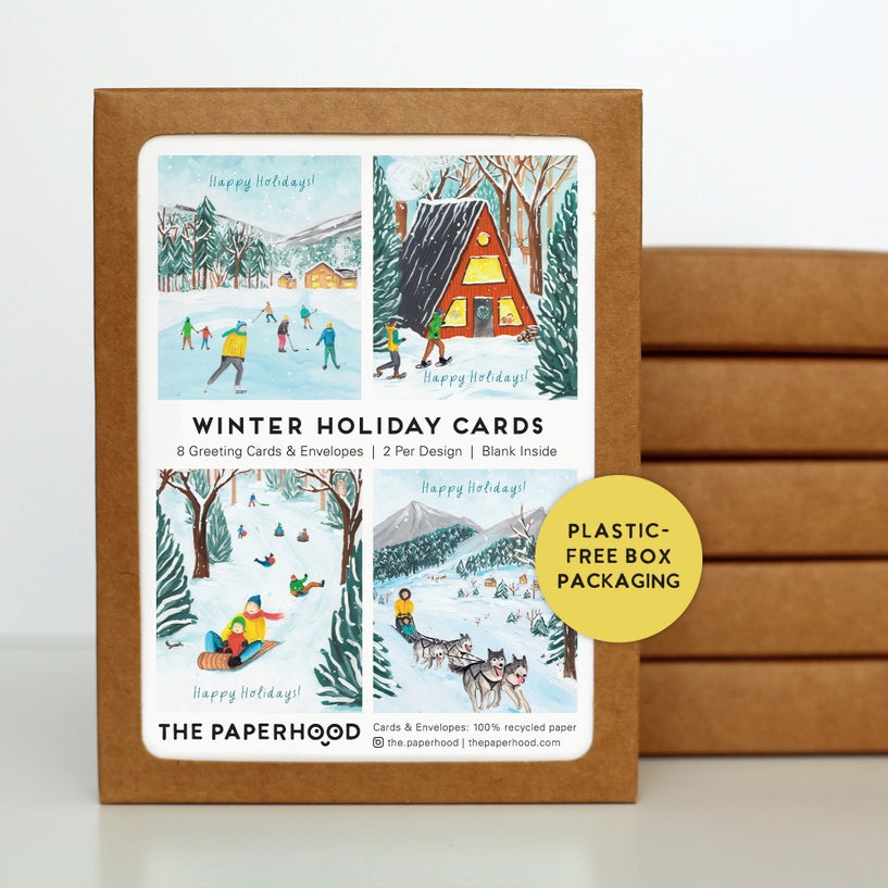 Boîte assortie de 8 cartes de vœux « Winter Nature » pour les fêtes