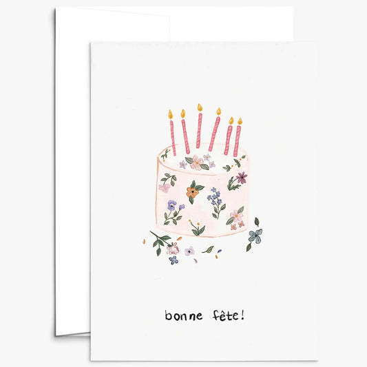 Floral Birthday Cake Card (French)