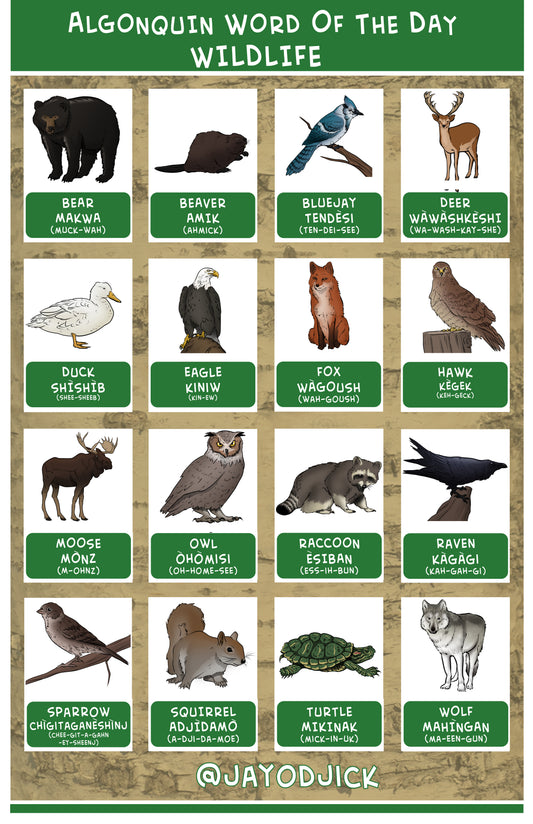 Algonquin Word of the Day Poster - Wildlife