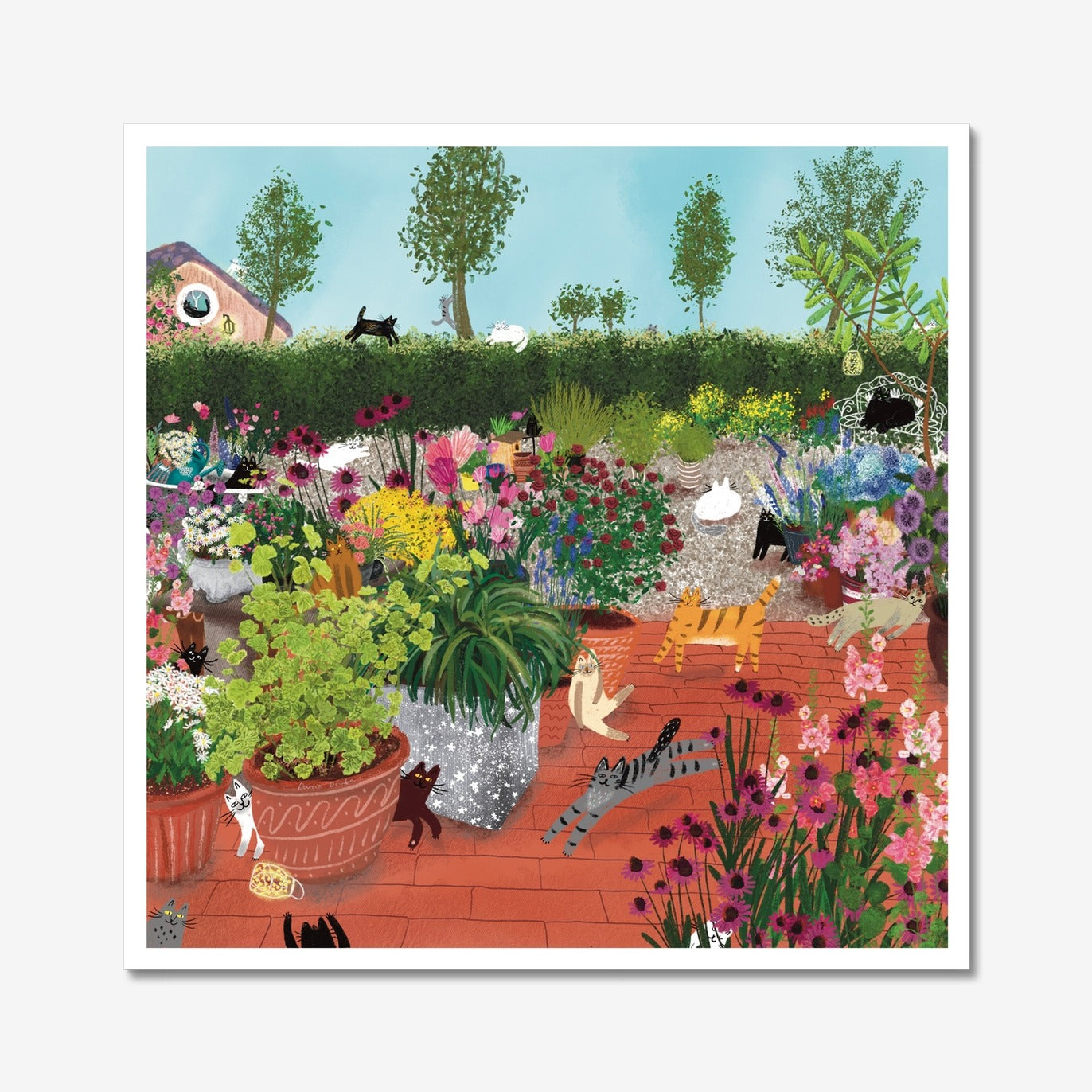 Cats in a Container Garden - Art Print