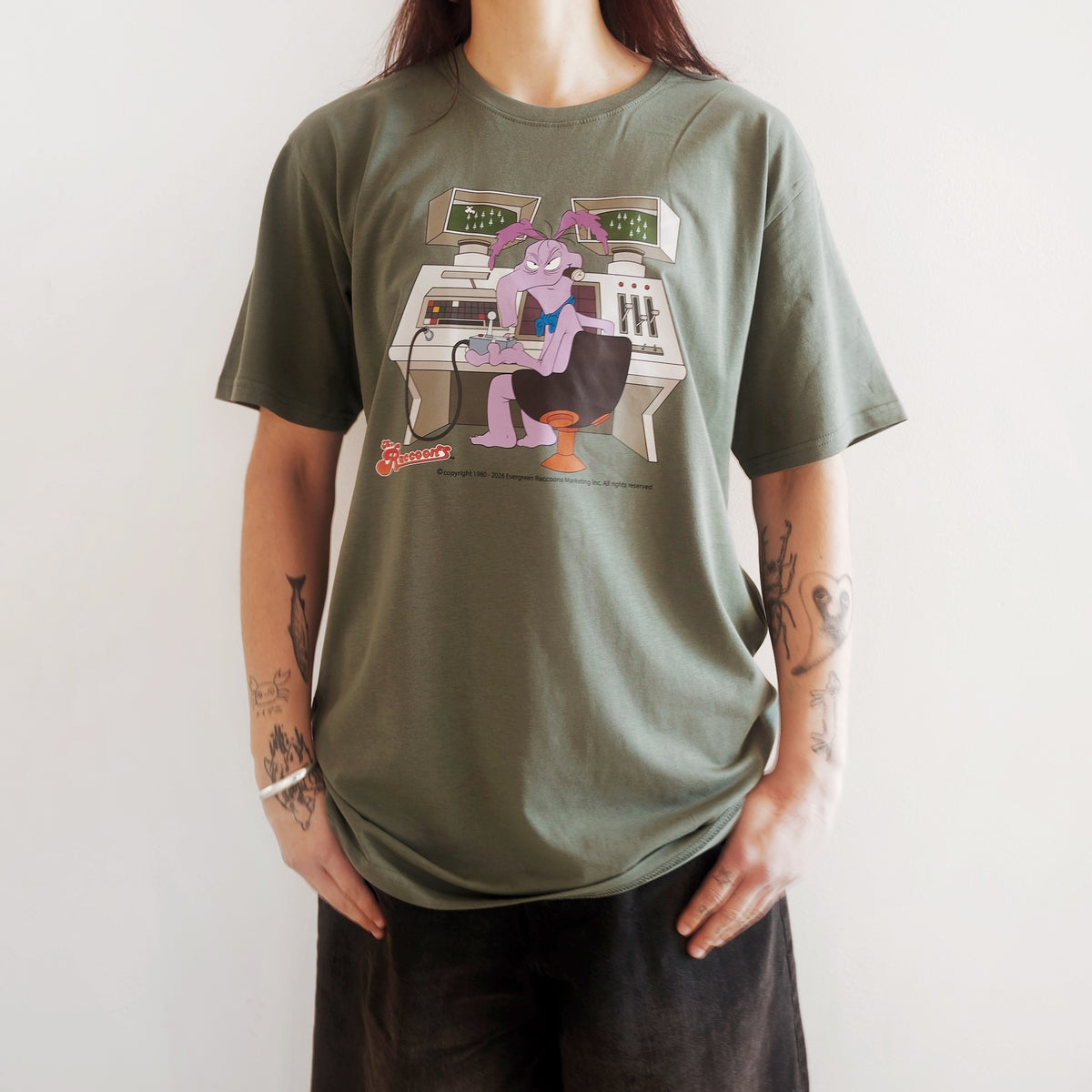 The Raccoons - Cyril Gaming T-Shirt in Fatigue Green