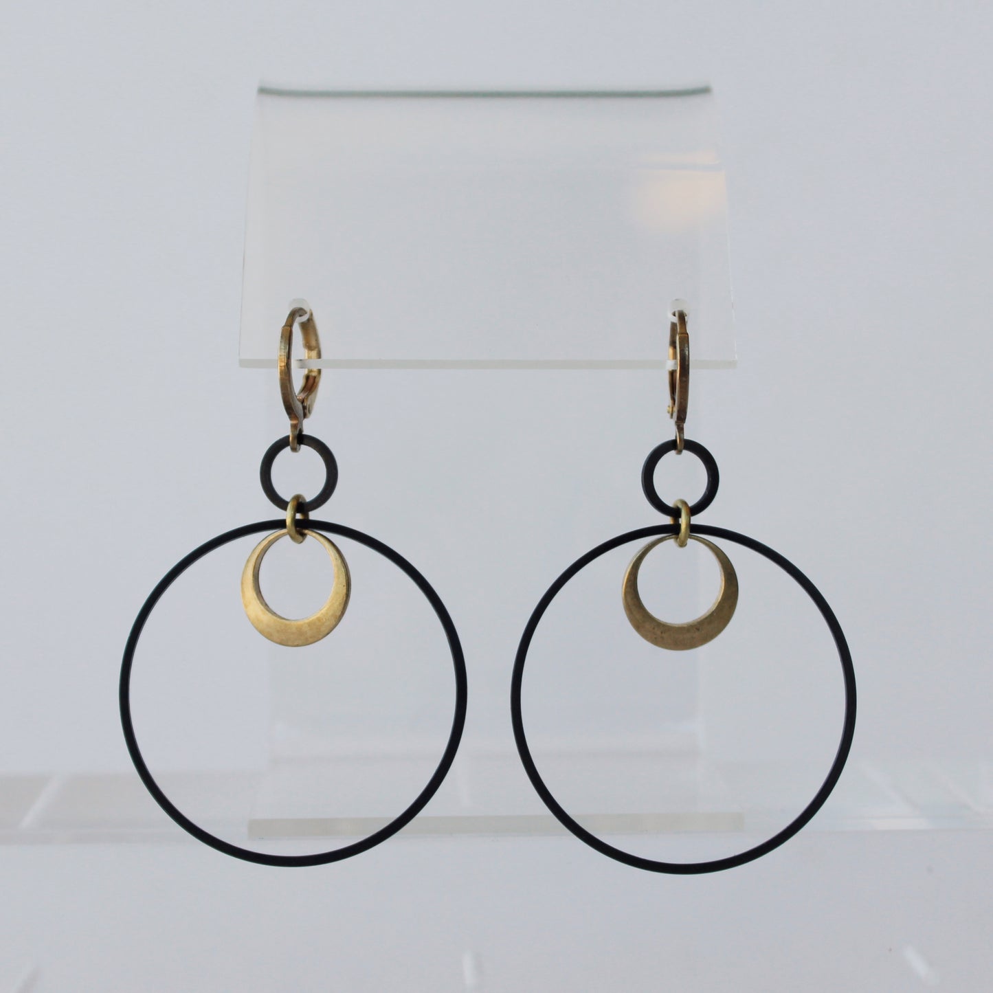 Oxidized Brass Orb Earrings