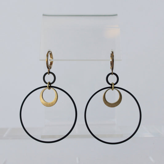 Oxidized Brass Orb Earrings