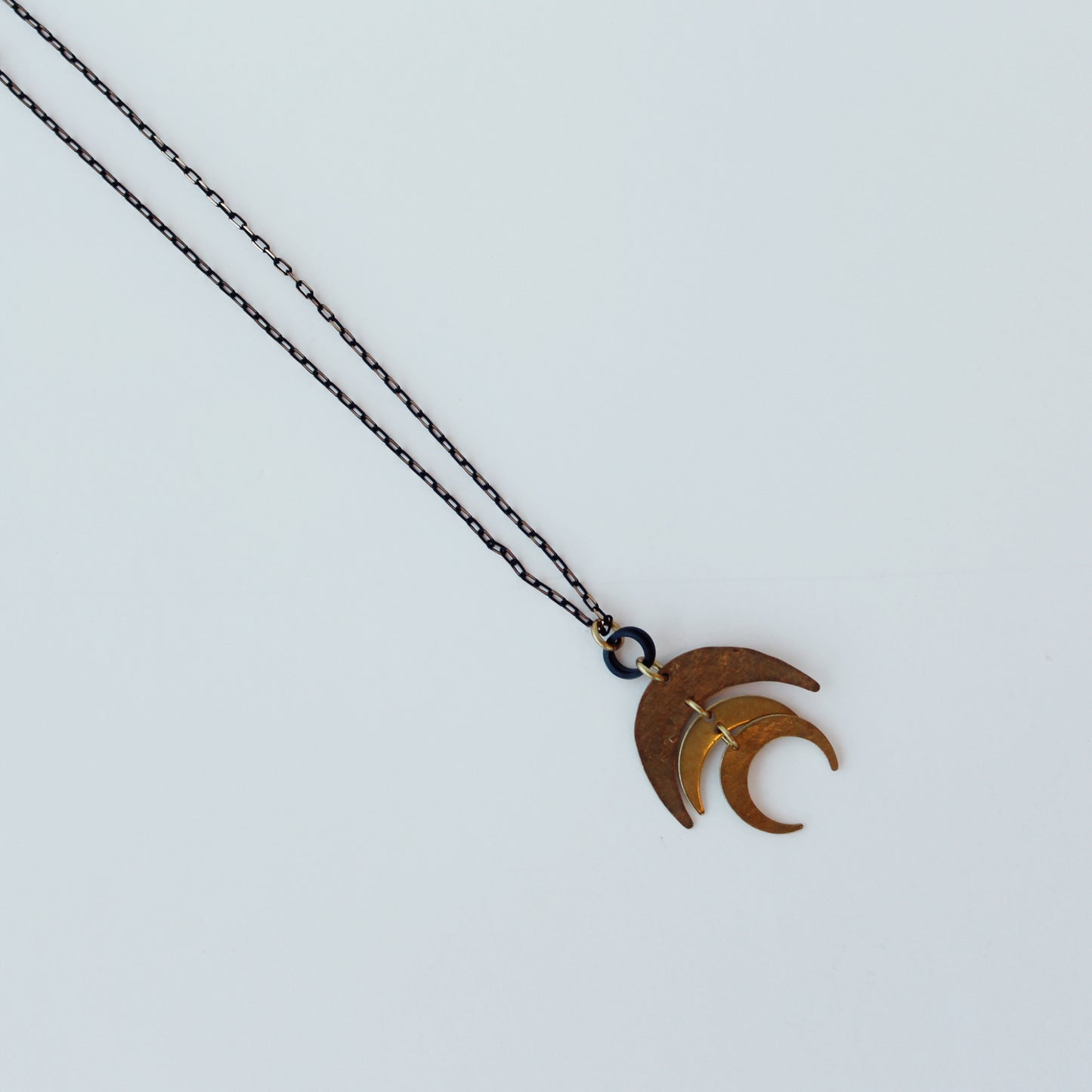 Oxidized Brass Moon Phase Necklace