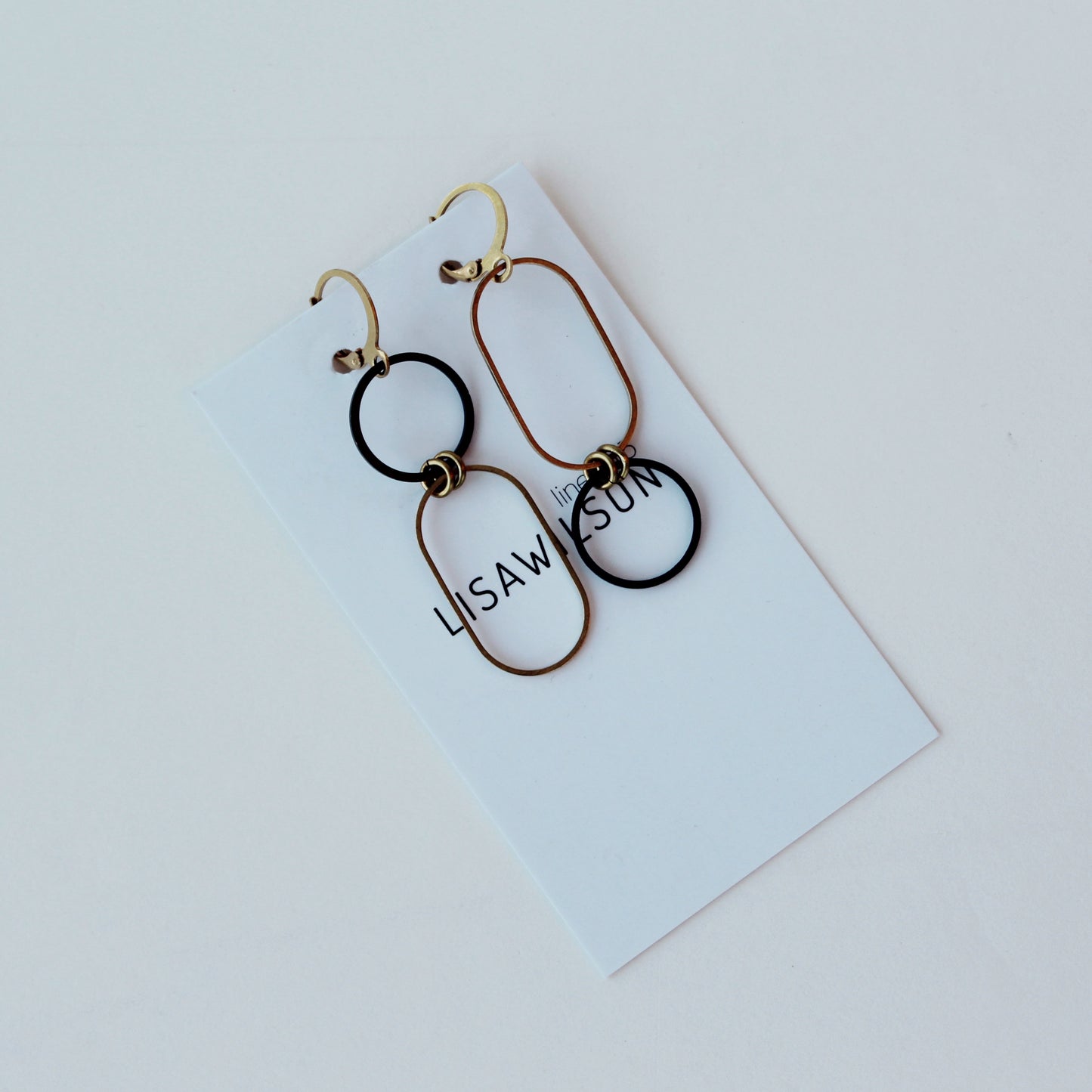 Oxidized Brass Reverse Cut Out Earrings