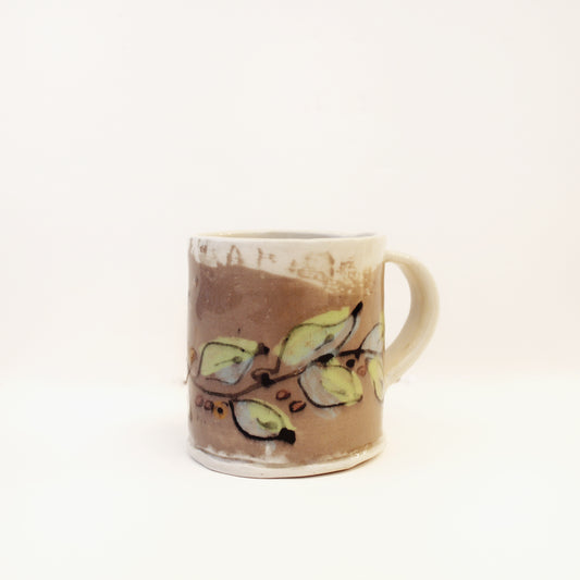 Small Mug: Brown with Flowers