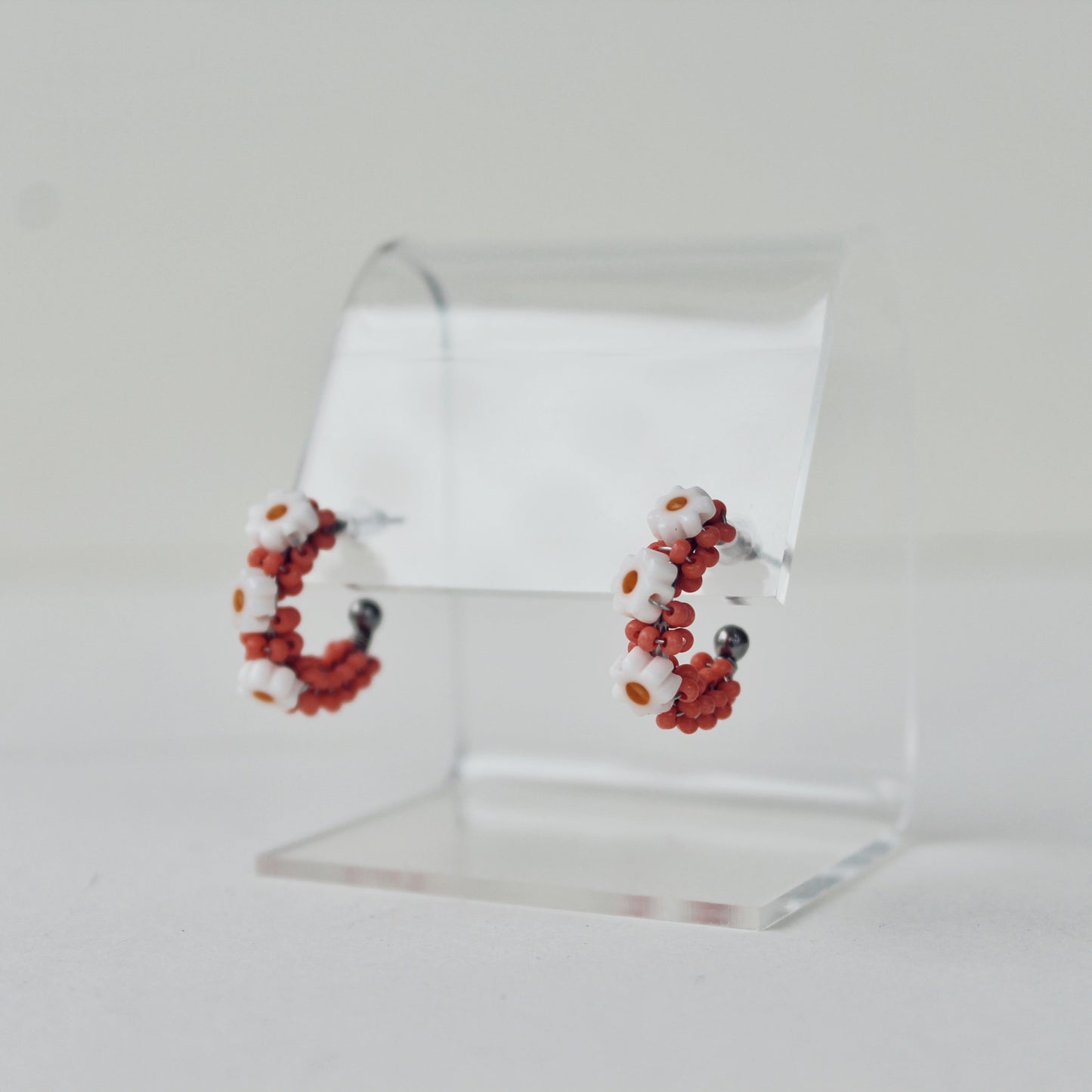 Baby Daisies Beaded Hoop Earrings