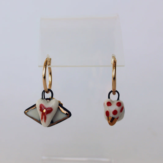 Boucles d'oreilles en porcelaine - Pendentifs clé et serrure