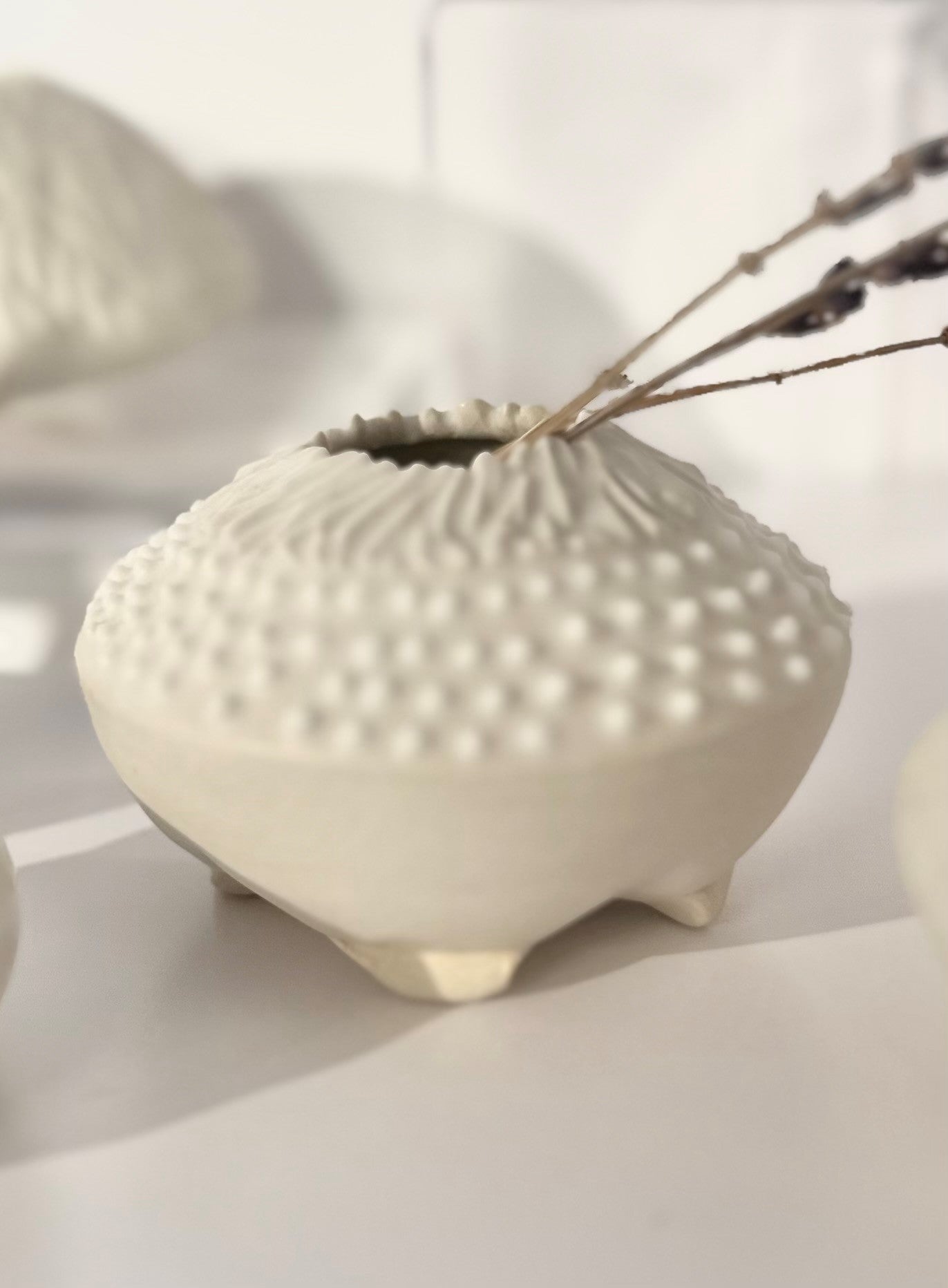 Small Carved Urchin Vases