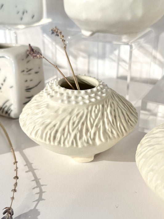 Small Carved Urchin Vases