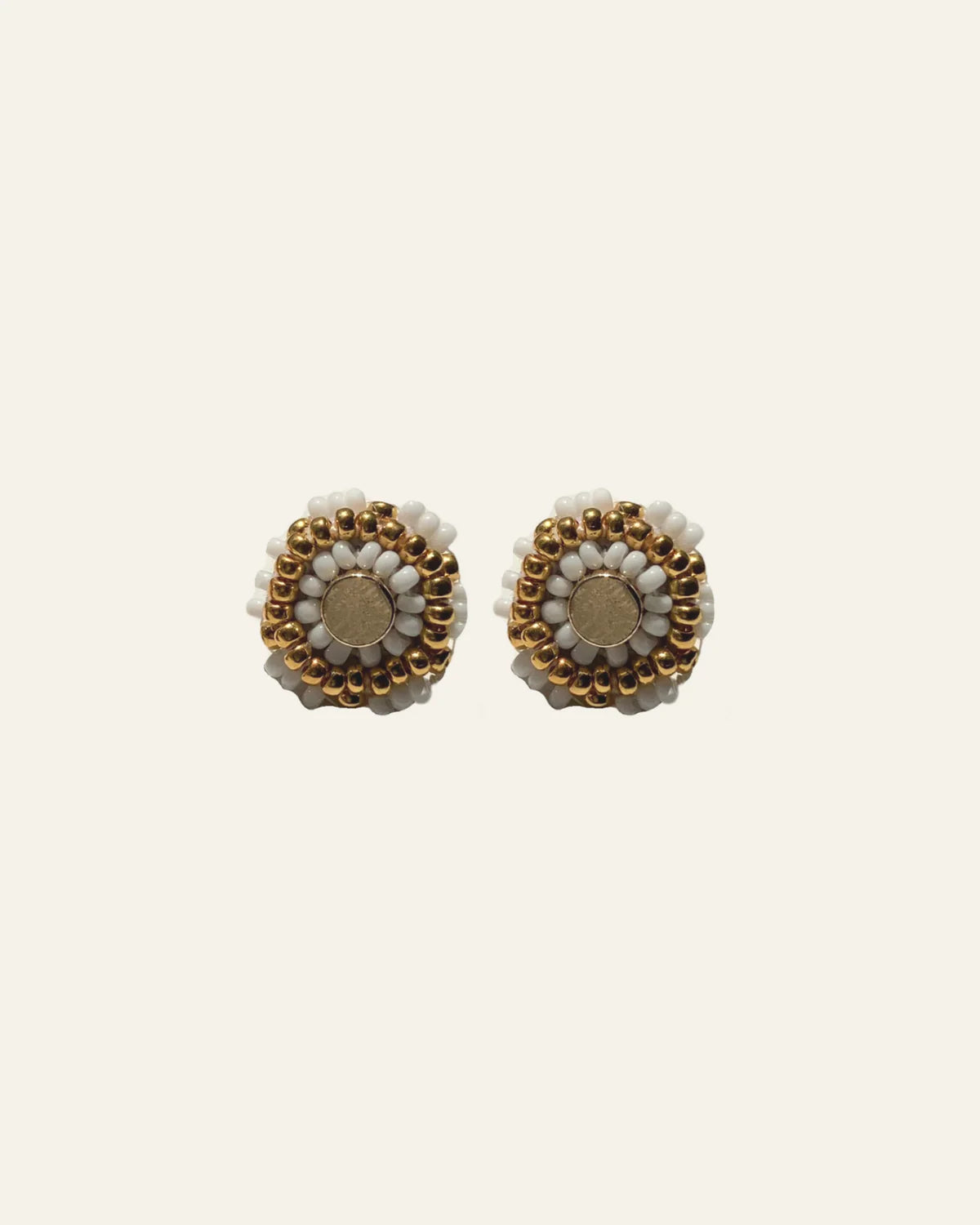 Beaded Stud Earrings - Bone