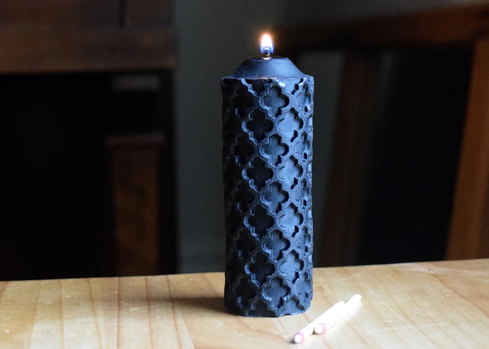 Black Beeswax Pillar Candle