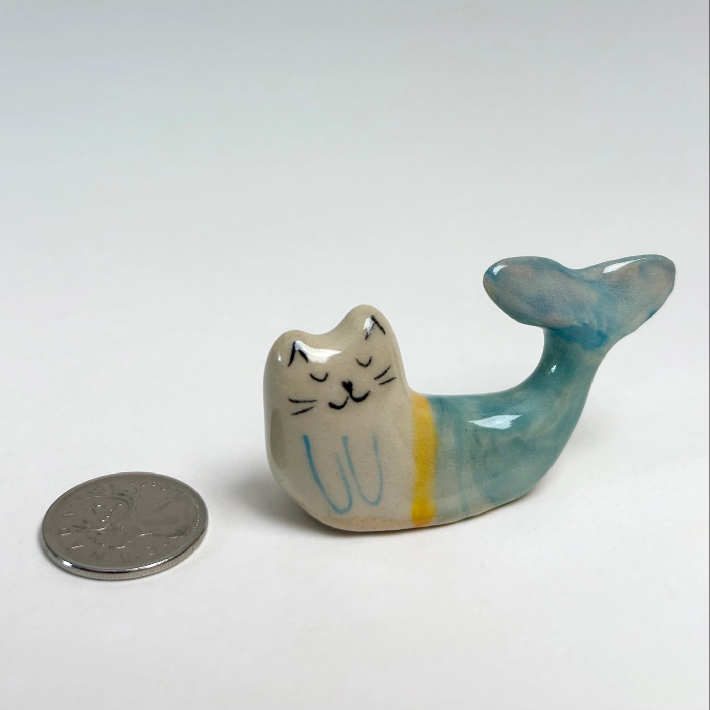 Small Ceramic Cat Mermaid