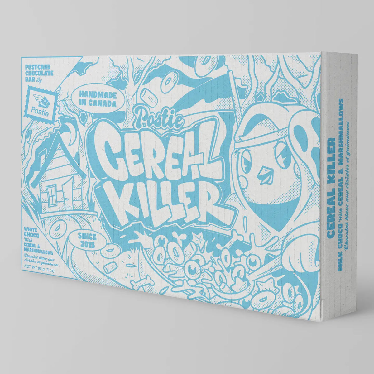Carte postale en chocolat blanc «Cereal Killer »