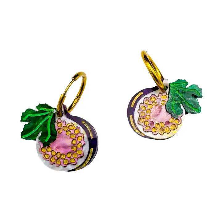 Fig Charm Hoop Earrings