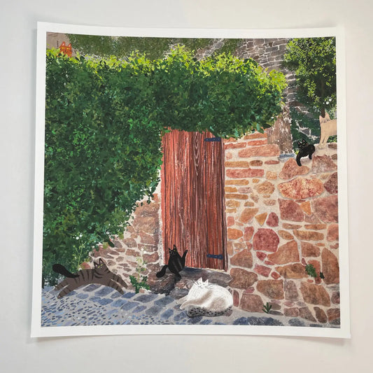 Cats at a Door in Spain - Art Print