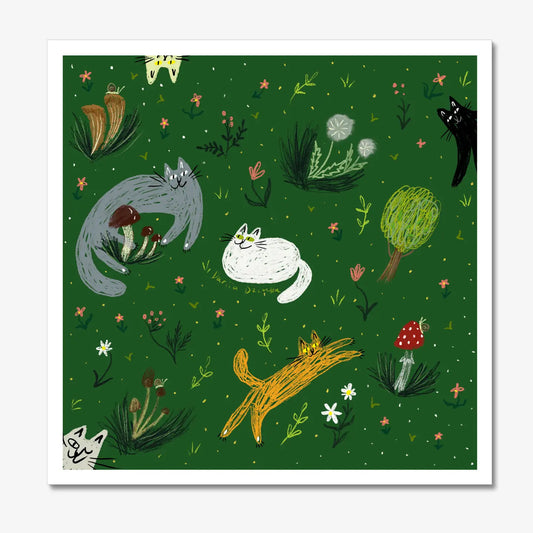 Cats and Forest - Art Print