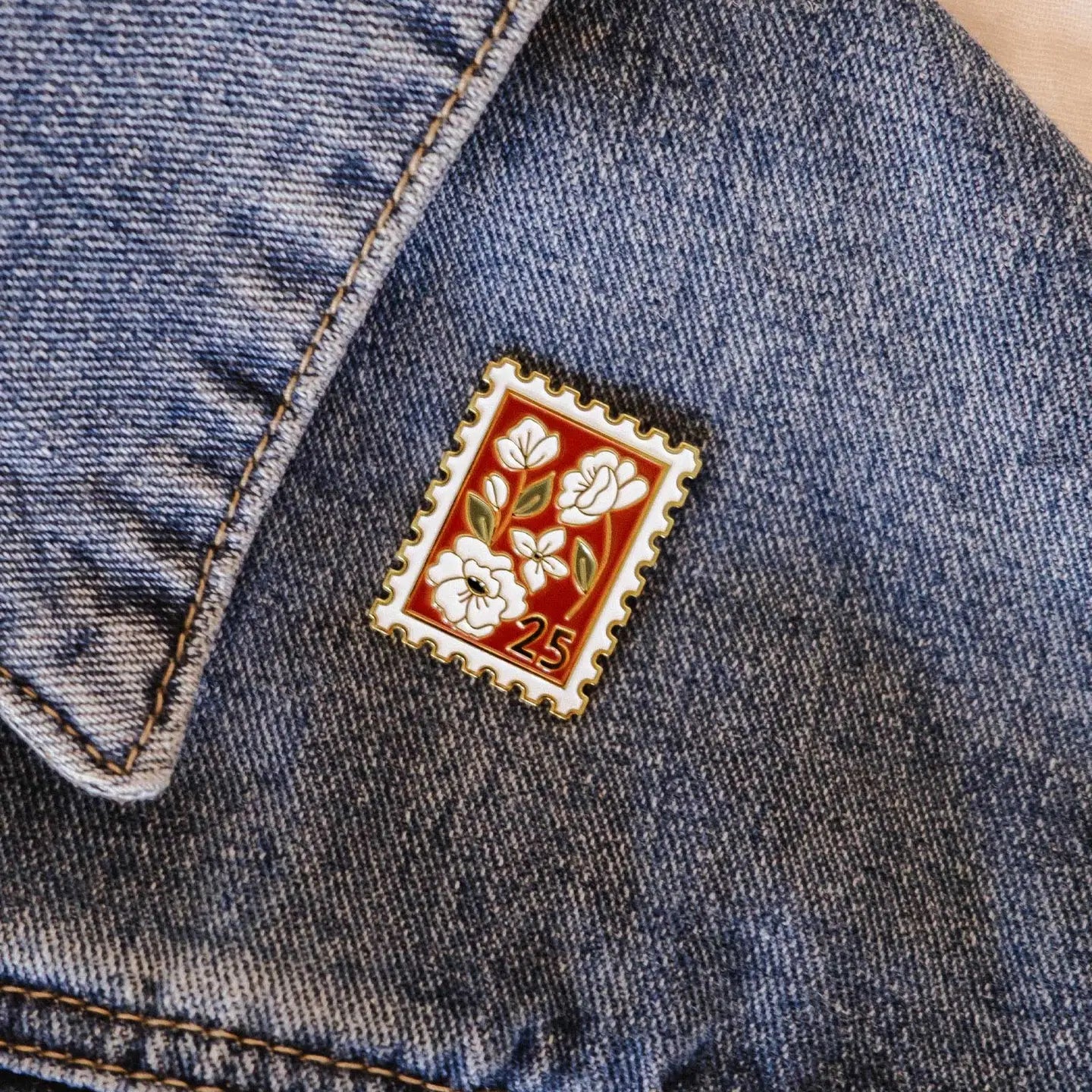 Floral Stamp Enamel Pin