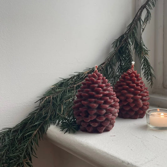 Rust Brown Beeswax Pinecone Candle