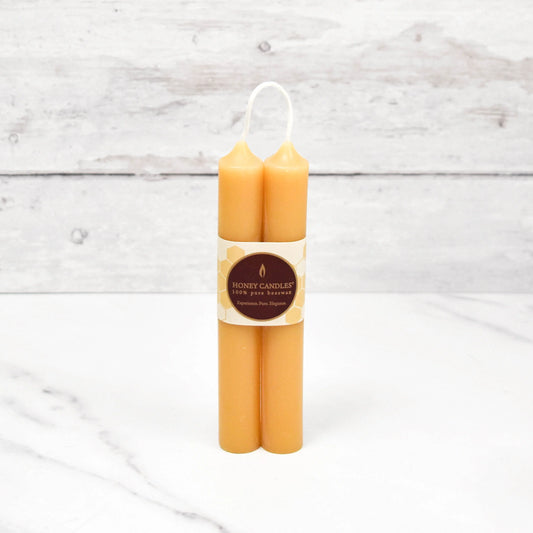 Honey Candles - Paire de chandelles tube naturel de 6 pouces